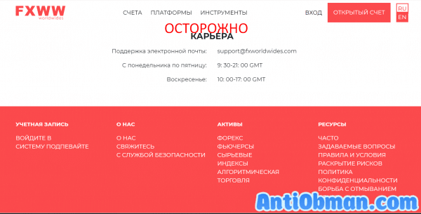 Брокер Fxworldwides — реальные отзывы о fxworldwides.com