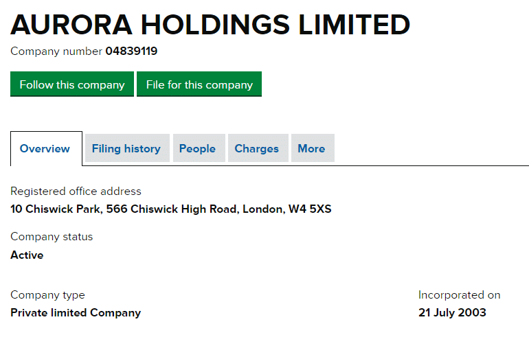 Aurora Holdings Limited