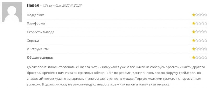 Finansa: отзывы трейдеров и обзор условий сотрудничества