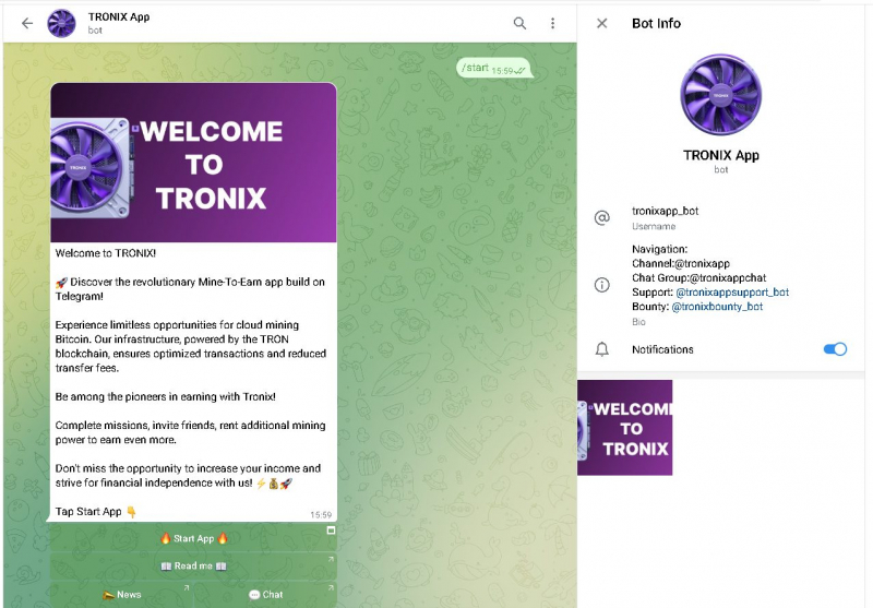 TRONIX App — майнинг крипты в Телеграм: возможности, отзывы