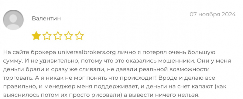 UniversalBrokers отзывы. Обман?